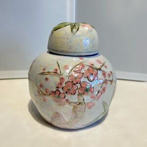 Hand-Painted Pink Blossoms Porcelain Ginger Jar